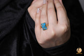 Copper Blue Turquoise Ring - 9x15mm Gemstone Ring - Sterling Silver Ring - Rectangle Gemstone - Jewelry Gift For Healing - Jewelry for Date